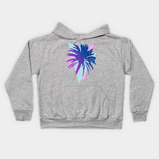 Faded Blue Glow Retrowave Palm Tree Kids Hoodie